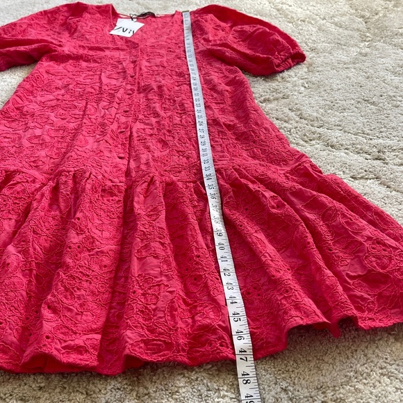 NEW Zara Pink Floral Midi Dress Size Small - Picture 11 of 13